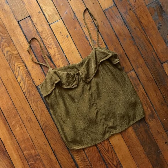 LACAUSA USA Women Tan Brown Gold Cheetah Leopard Print Spaghetti Strap Cami Top - Picture 2 of 4